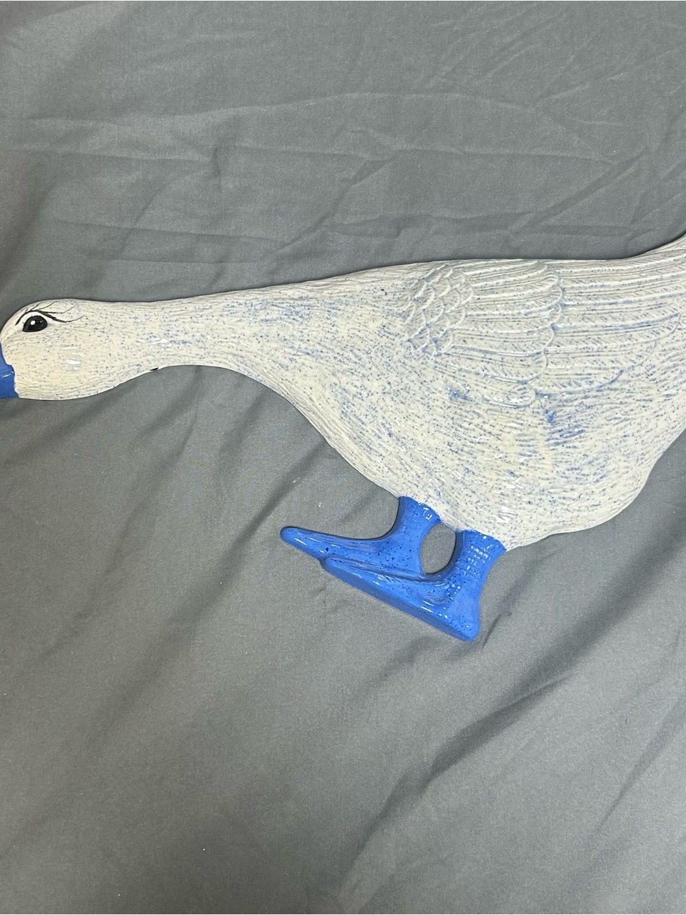 Vintage Ceramic Goose Duck Wall Decor 80s/90s Cottagecore Blue/White - Picture 4 of 6